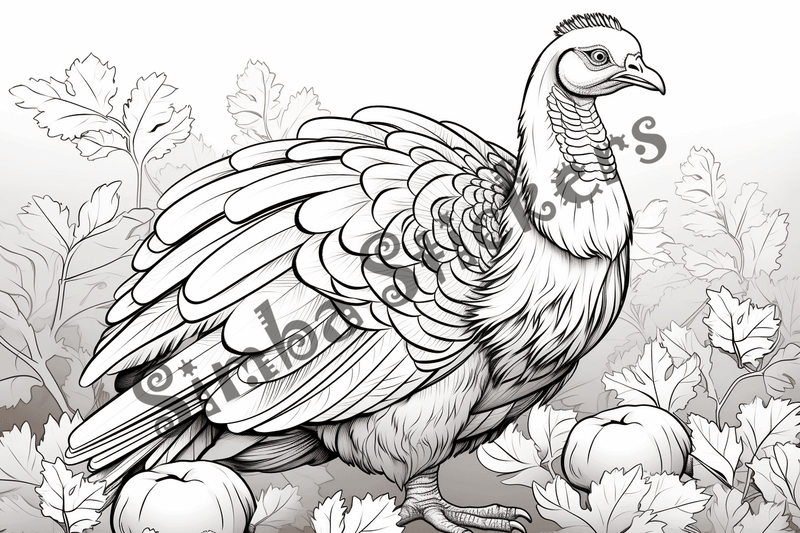 Colouring pages, bundle of turkeys, 50 images