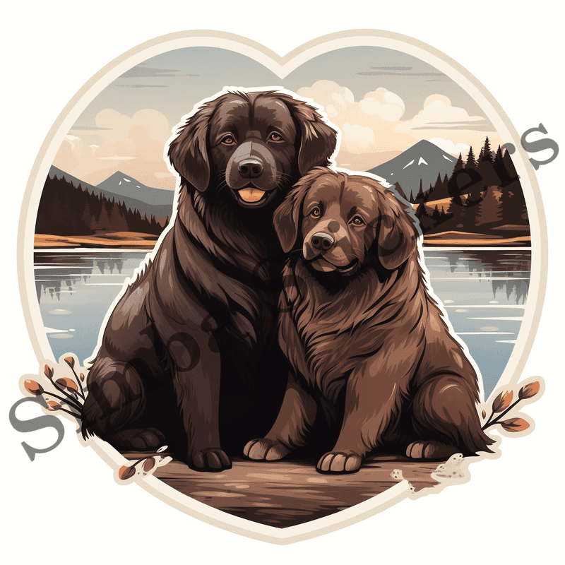Newfoundland dogs in love, image set, 10 images
