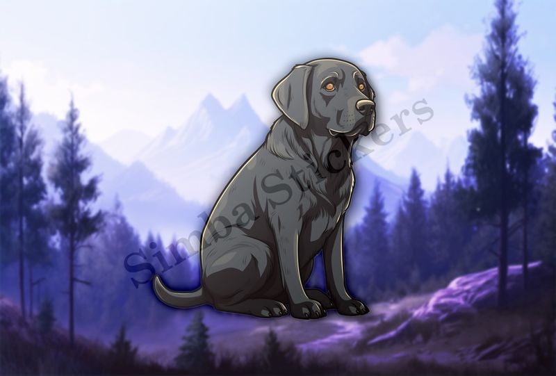 Black labrador dog sitting