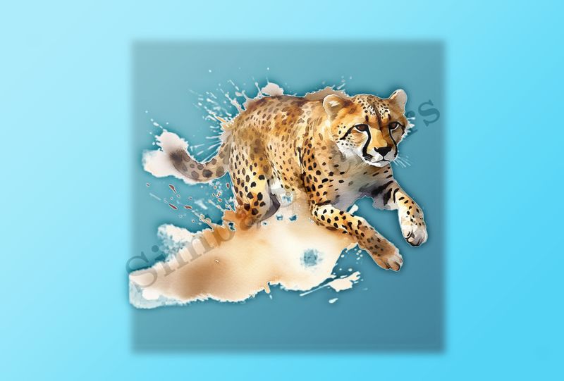 Cheetah running , watercolour