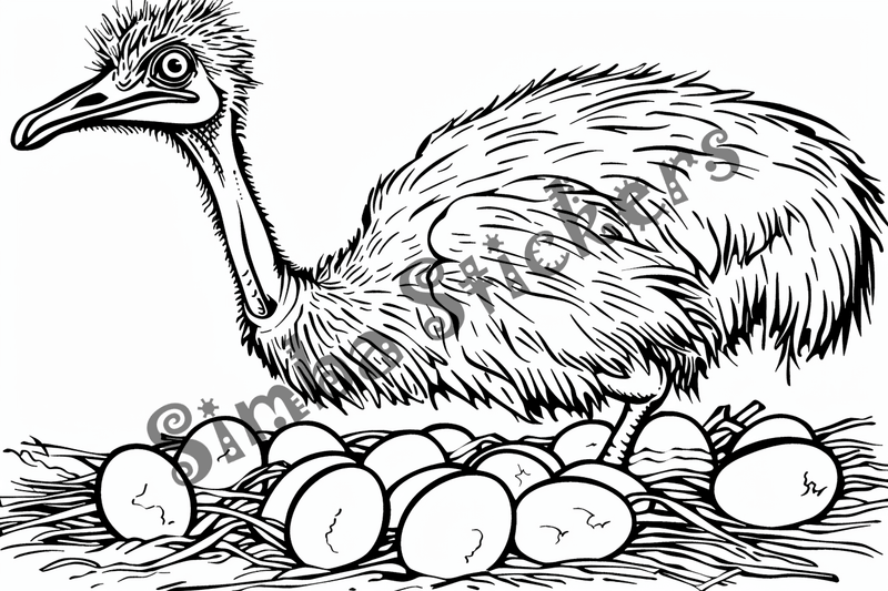 Colouring pages, bundle of ostriches, 25 images