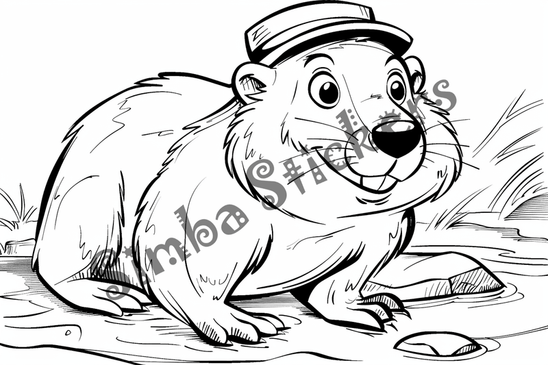 Colouring pages, bundle of beavers in top hat, 10 images