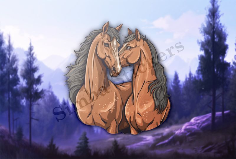 Two brown horses snuggling, tdwcyd