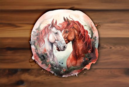 Horses in love, watercolour