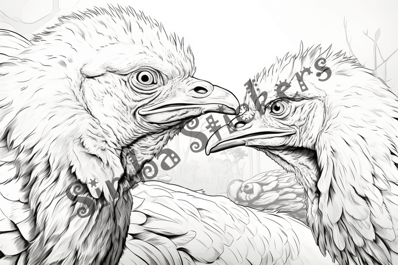 Colouring pages, bundle of turkeys in love, 25 images