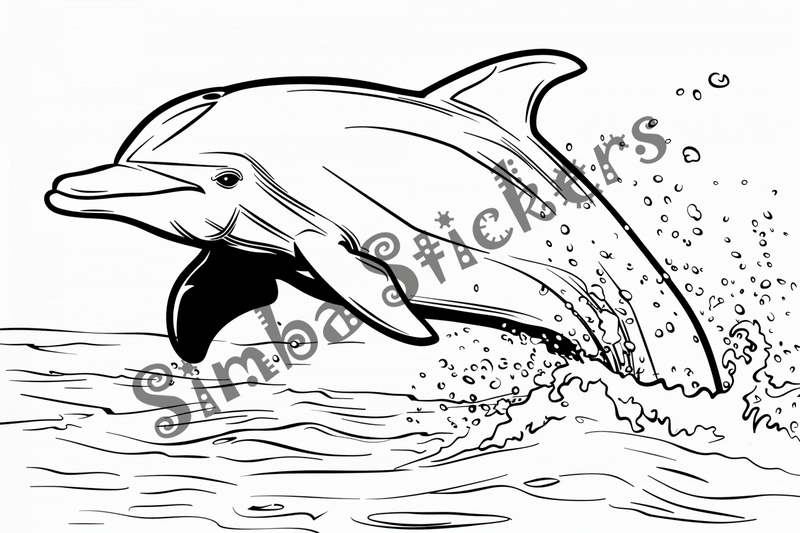 Colouring pages, bundle of dolphins above water, 10 images