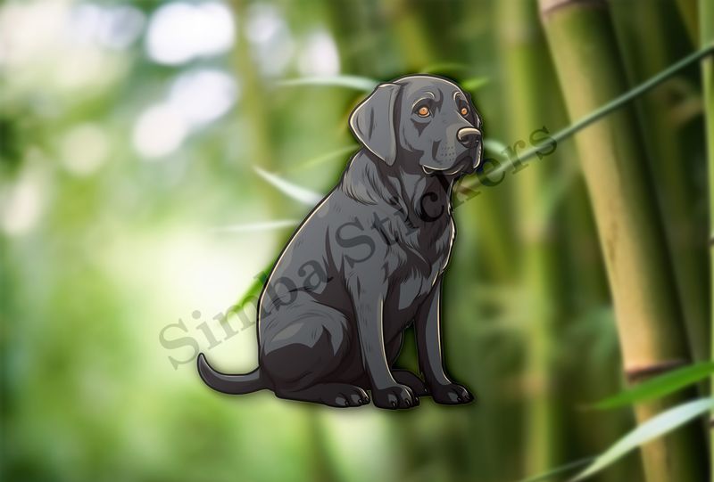 Black labrador dog sitting