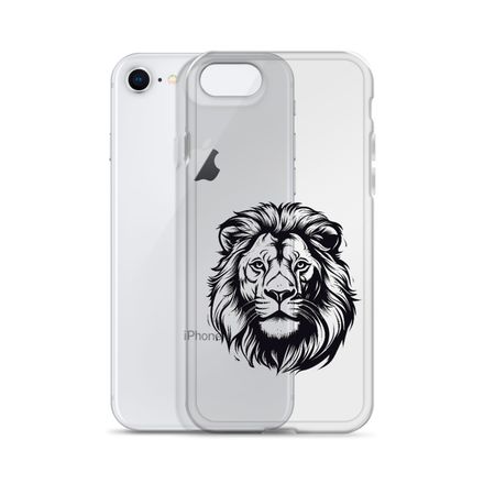 Clear Case for iPhone, Majestic lion face, outline art, afrjkv 