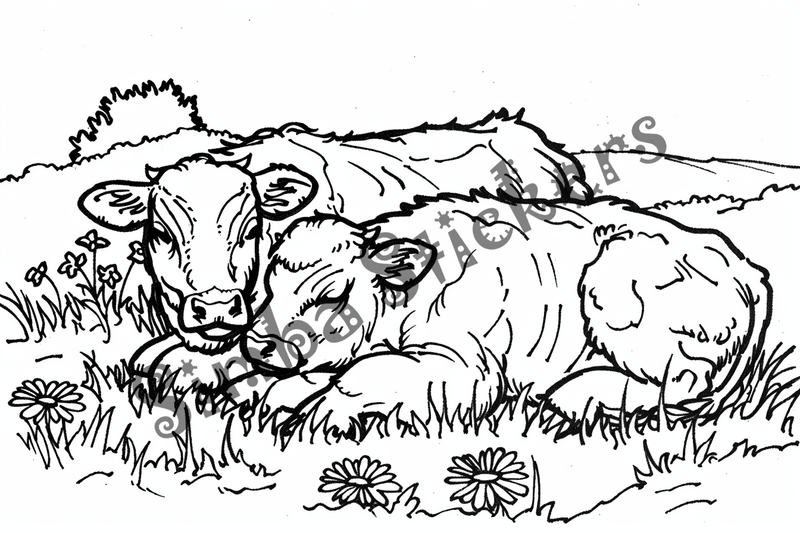 Colouring pages, bundle of cattle, 50 images