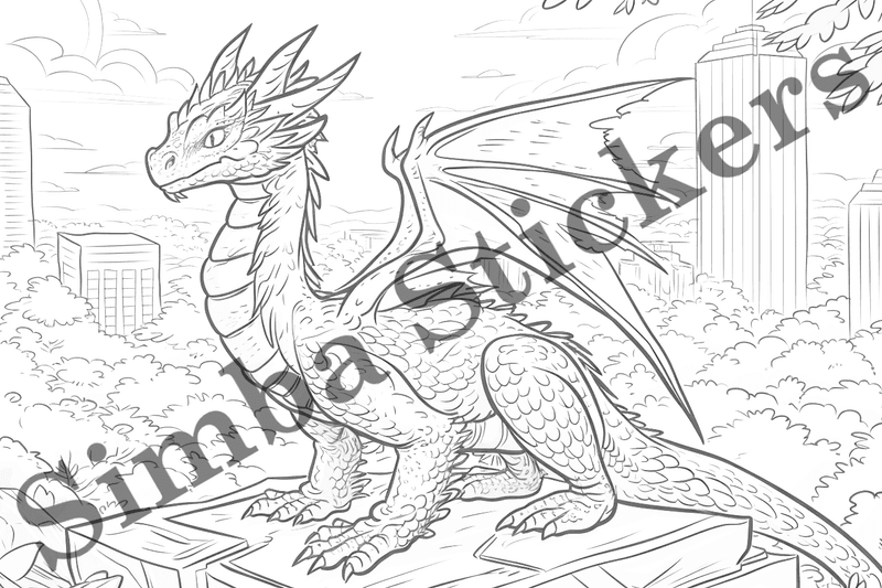 Colouring pages, bundle of dragons, 25 images