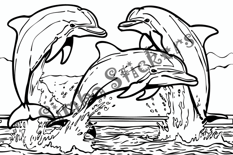 Colouring pages, bundle of dolphins, 25 images