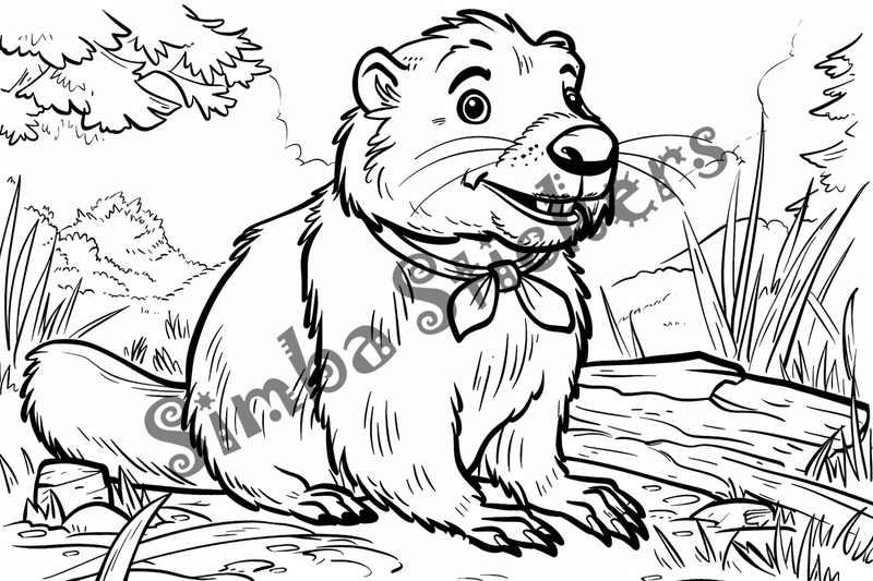 Colouring pages, bundle of beavers in hats, clothes, or glasses, 25 images