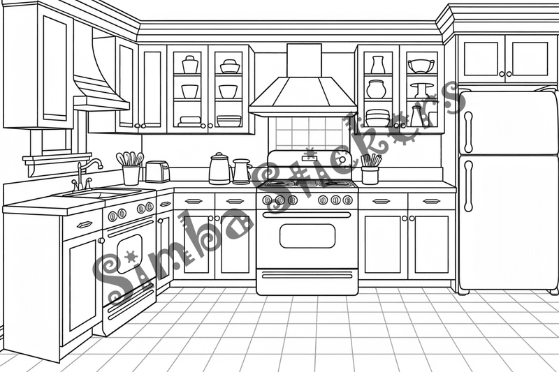 Colouring pages, bundle of house kitchens, 25 images 2