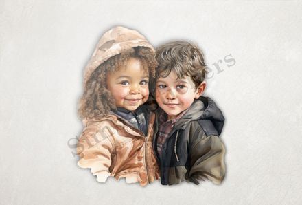 Boy and girl, cheek-to-cheek