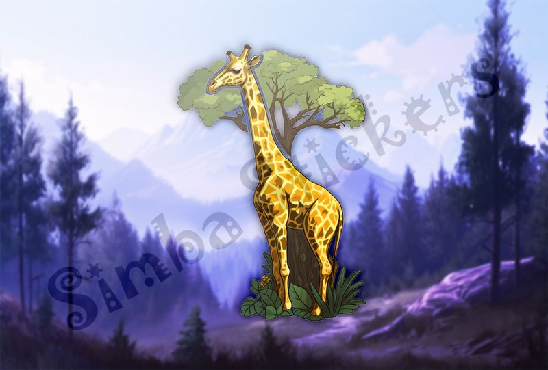Giraffe looking slim in front of tree in the Savanna