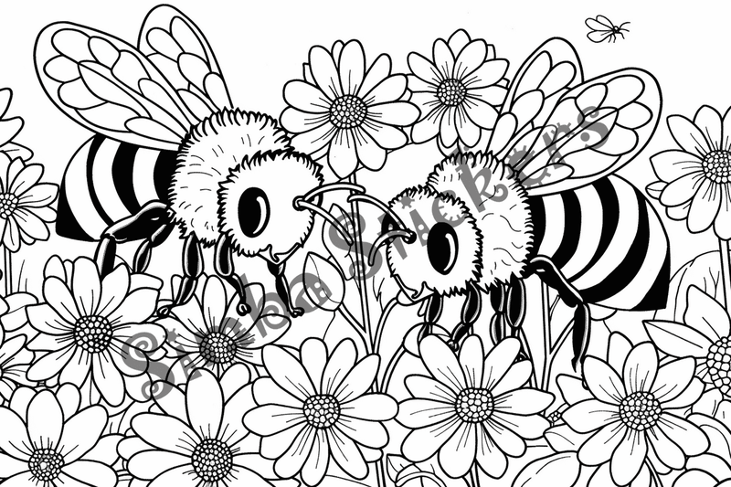 Colouring pages, bundle of bees, 25 images