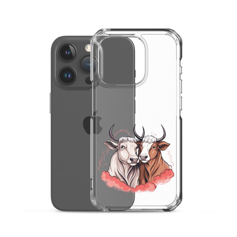 Clear Case for iPhone, Bull and cow, romantic, reddish clouds, qoucds