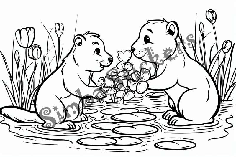 Colouring pages, bundle of groundhogs in flowers or leaves, 10 images