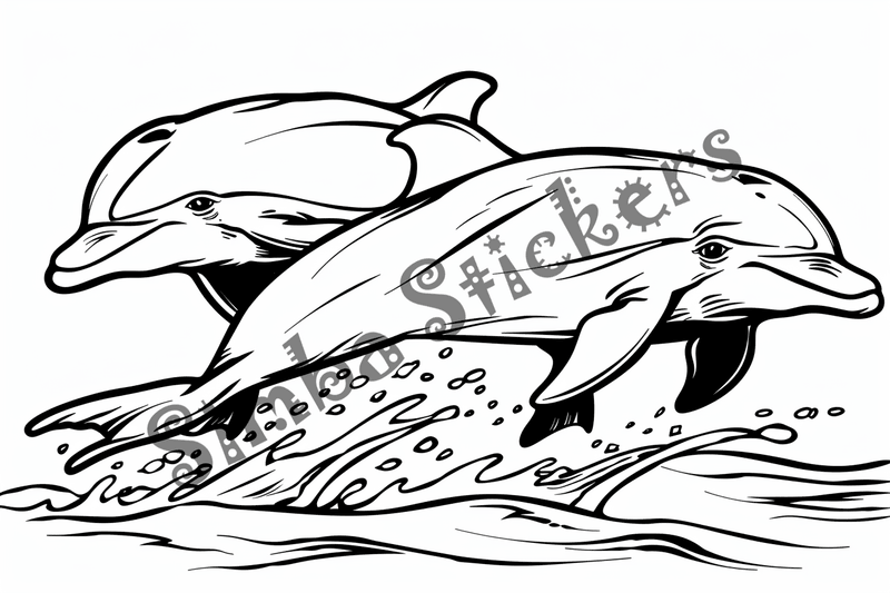 Colouring pages, bundle of dolphins, 25 images