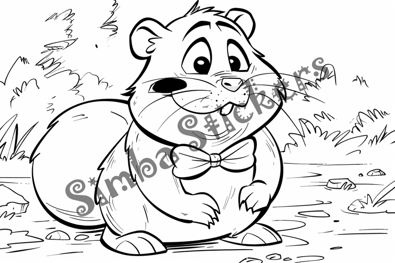 Colouring pages, bundle of beavers looking cute, 10 images