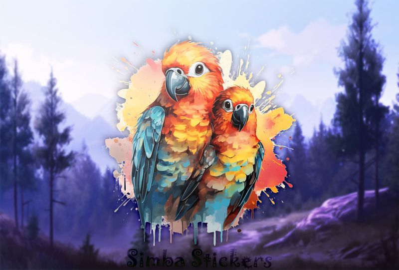 Parrot with youngling, p0mnha