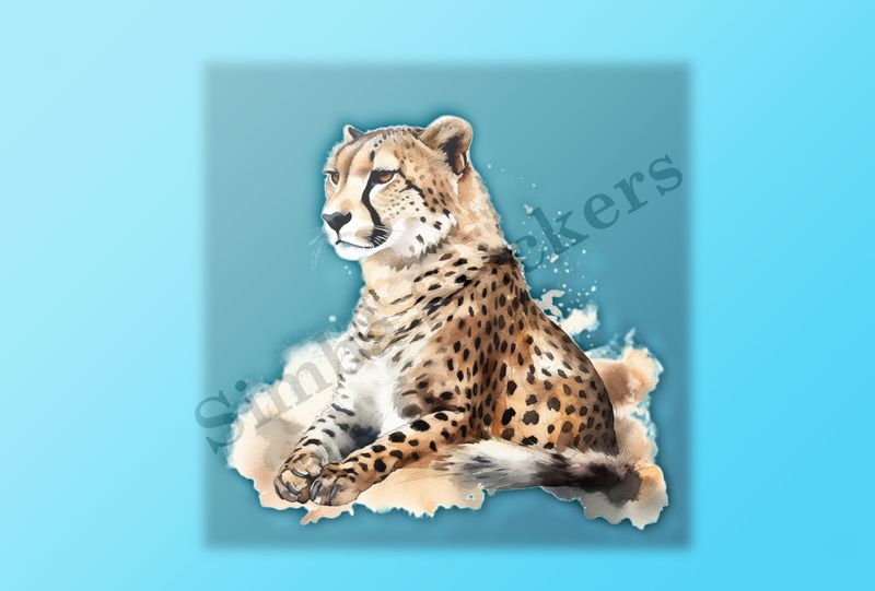 Cheetah sitting, watercolour