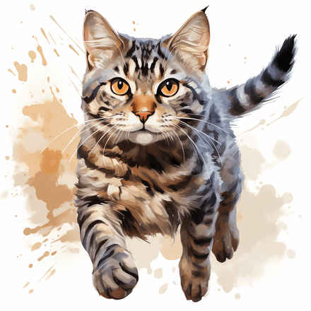 Egyptian Mau cat, watercolour, image set, 10 images