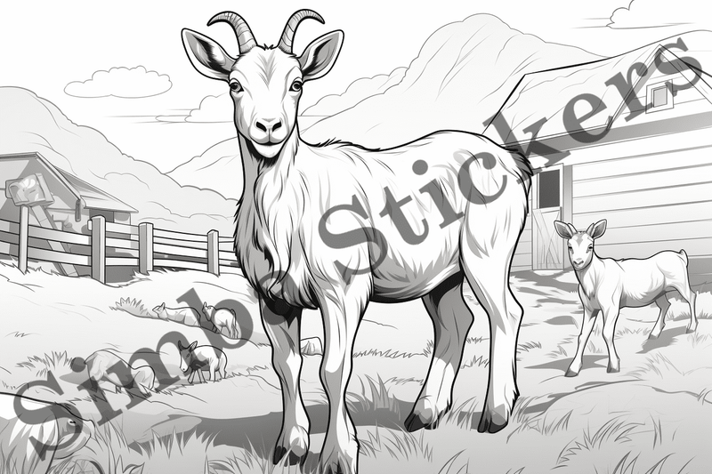 Colouring pages, Bundle of goats, 10 images
