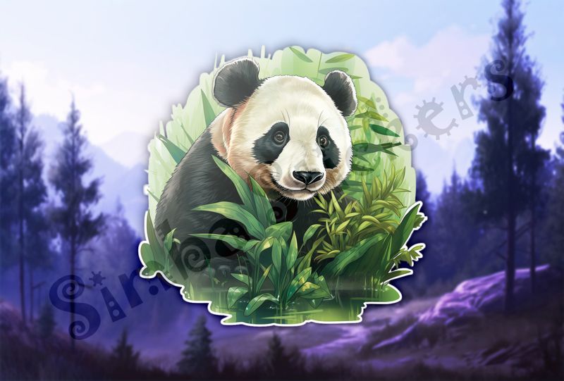 Panda amongst thick green leaves, pl6gni