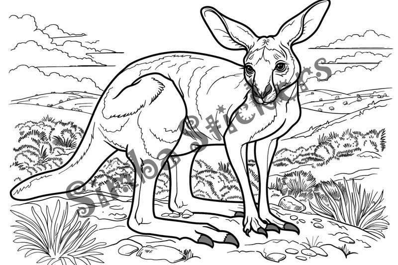 Colouring pages, Bundle of kangaroos, 10 images