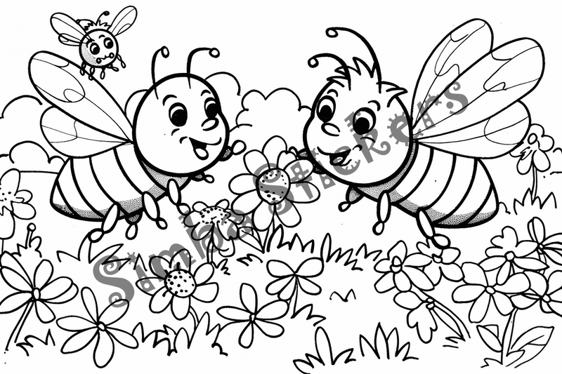Colouring pages, bundle of bees, 25 images