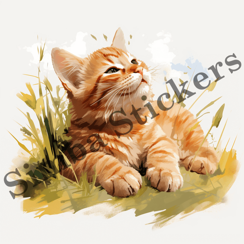 Cats in grass, image set, 10 images