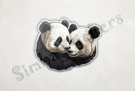 Panda bears nose-to-nose, qe4mga