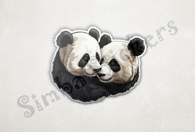 Panda bears nose-to-nose, qe4mga