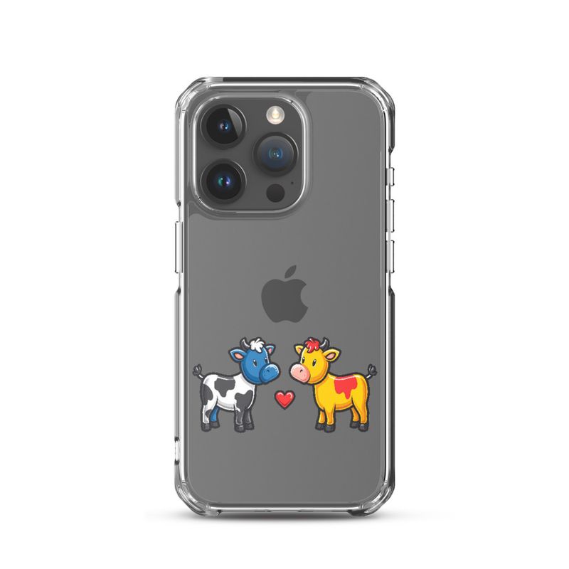 Clear Case for iPhone, Cattle, bull and cow in love, both colourful, zbyzzs
