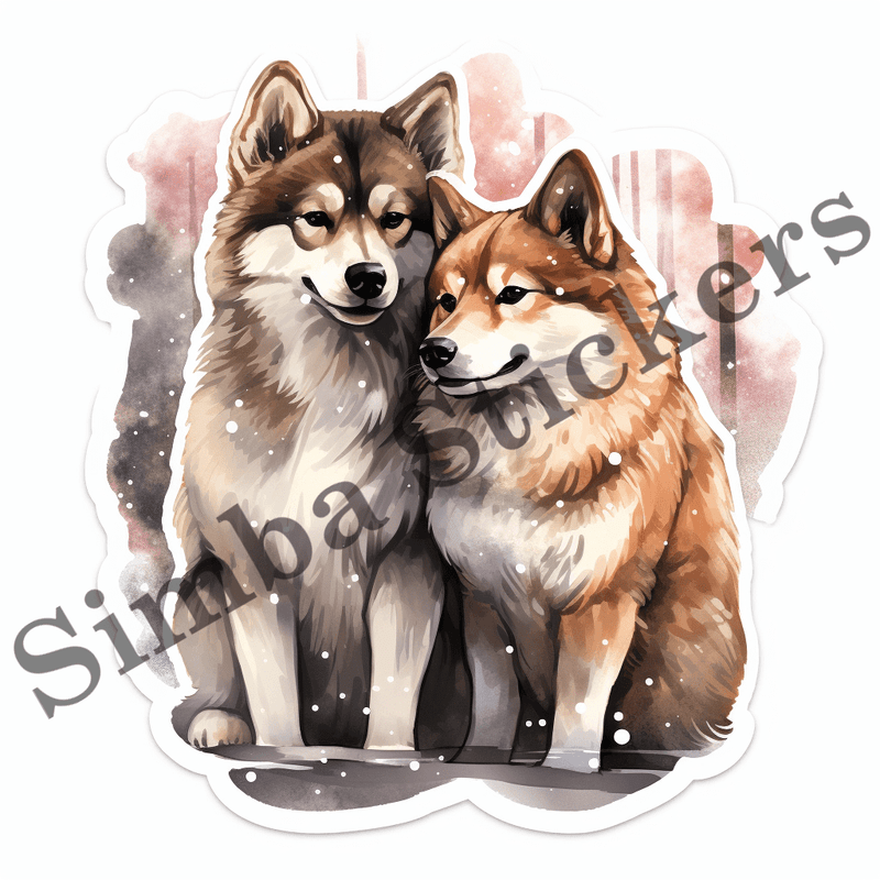 Akita dogs in love, image set, 10 images