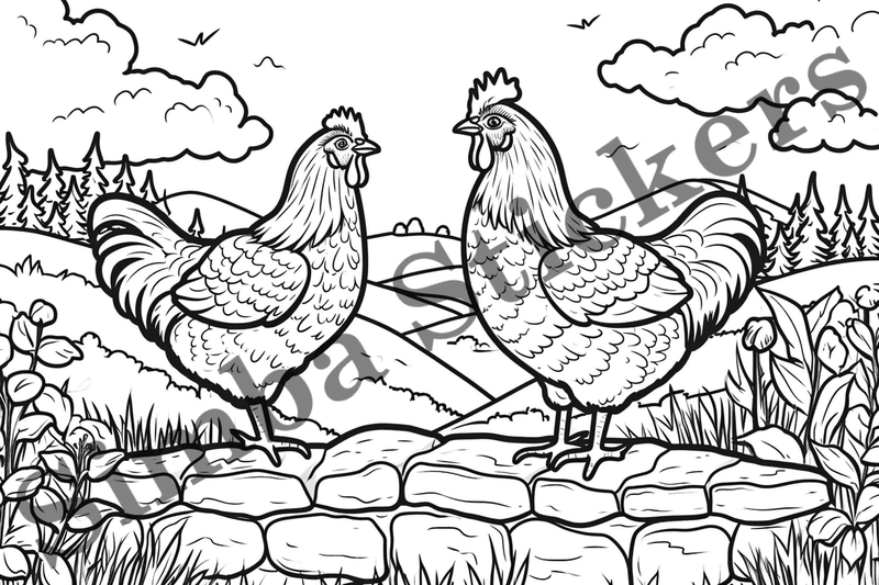 Colouring pages, Bundle of chicken in love, 10 images