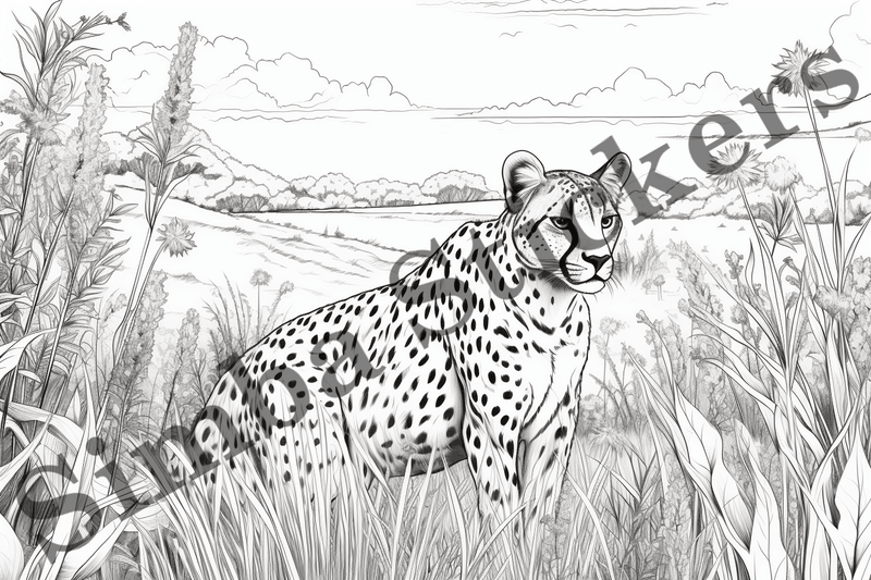 Colouring pages, Bundle of cheetahs, 25 images