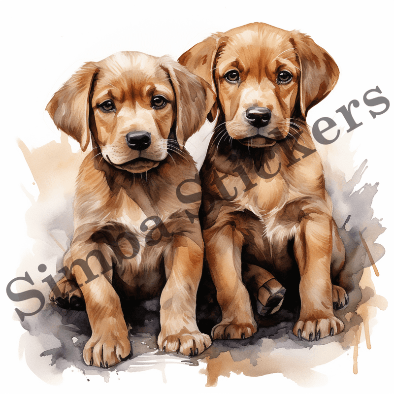 Labrador Retriever dogs, watercolour, image set, 10 images