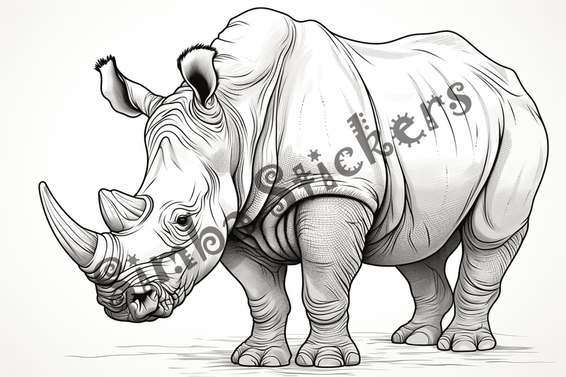 Colouring pages, bundle of rhinos, 25 images