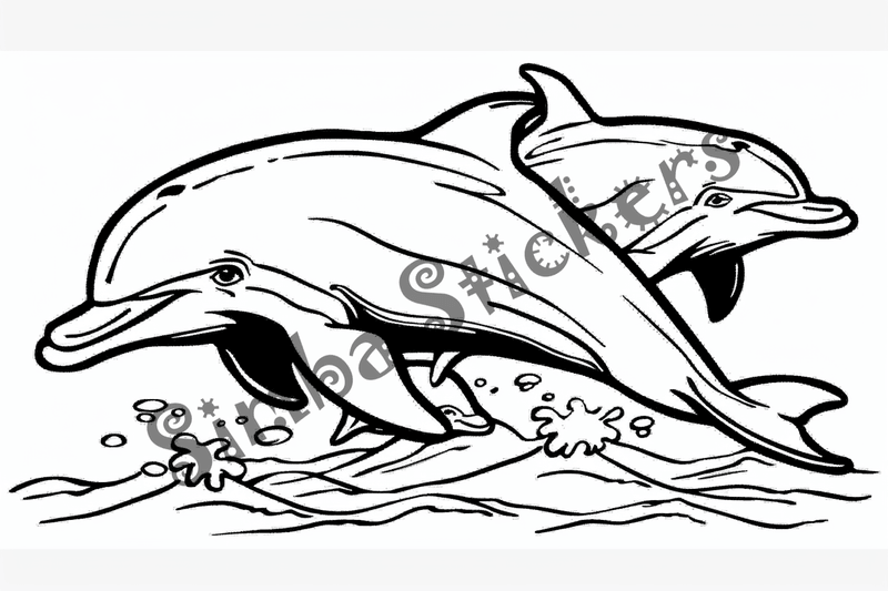 Colouring pages, bundle of dolphins, 25 images