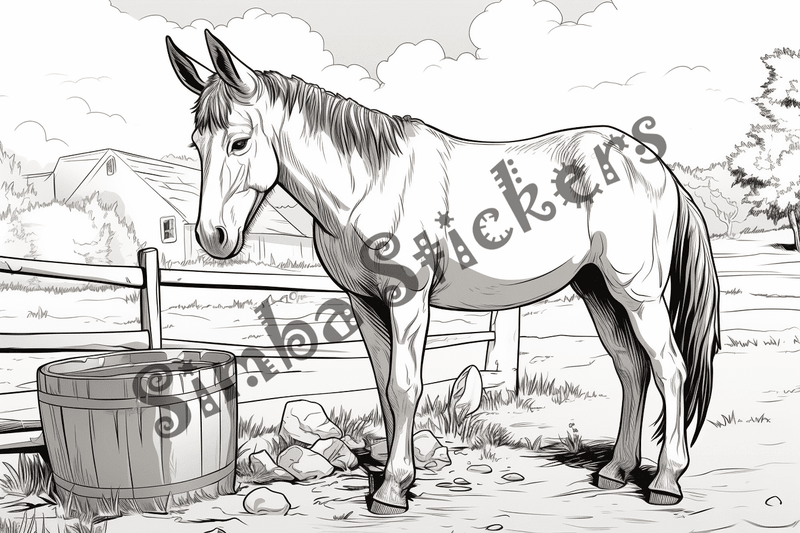 Colouring pages, bundle of mules, 25 images