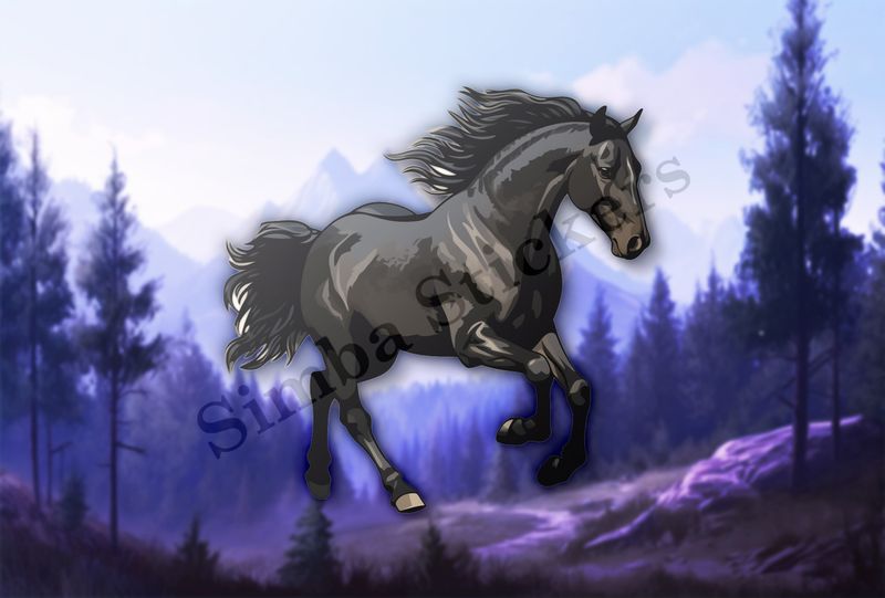 Black horse running
