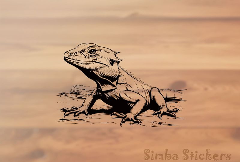 Lizard paying attention, outline art