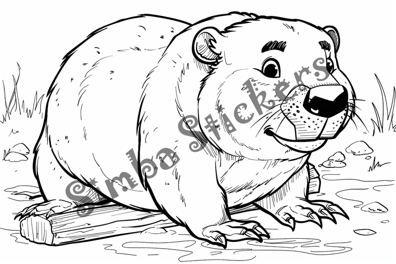 Colouring pages, bundle of singualar beavers, 10 images