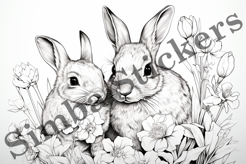 Colouring pages, Bundle of hares, 25 images
