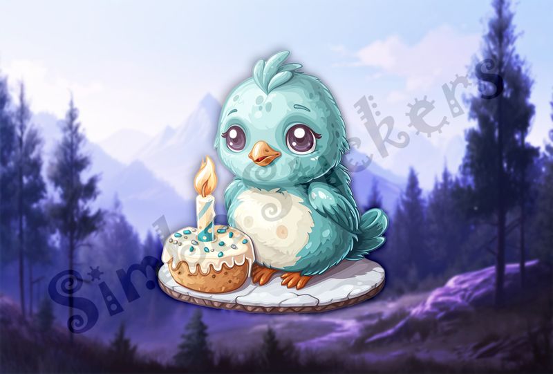 Melancholic Chick about to blow out birthday candle