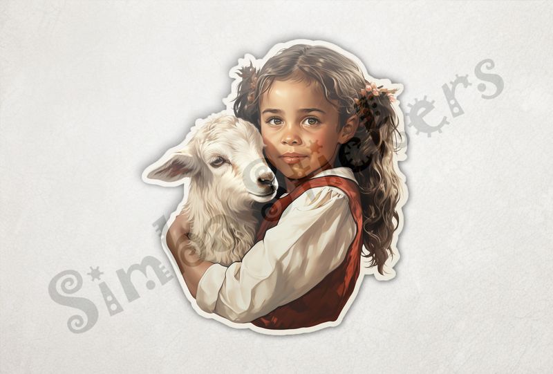 Goat hugged by small girl