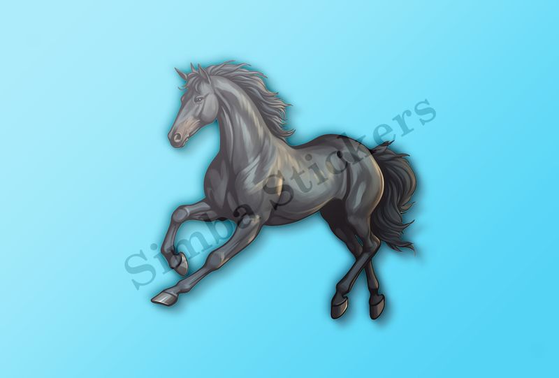 Black horse running