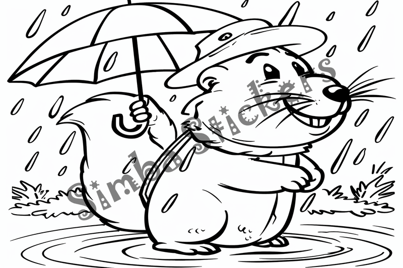 Colouring pages, bundle of groundhogs in the rain, 10 images